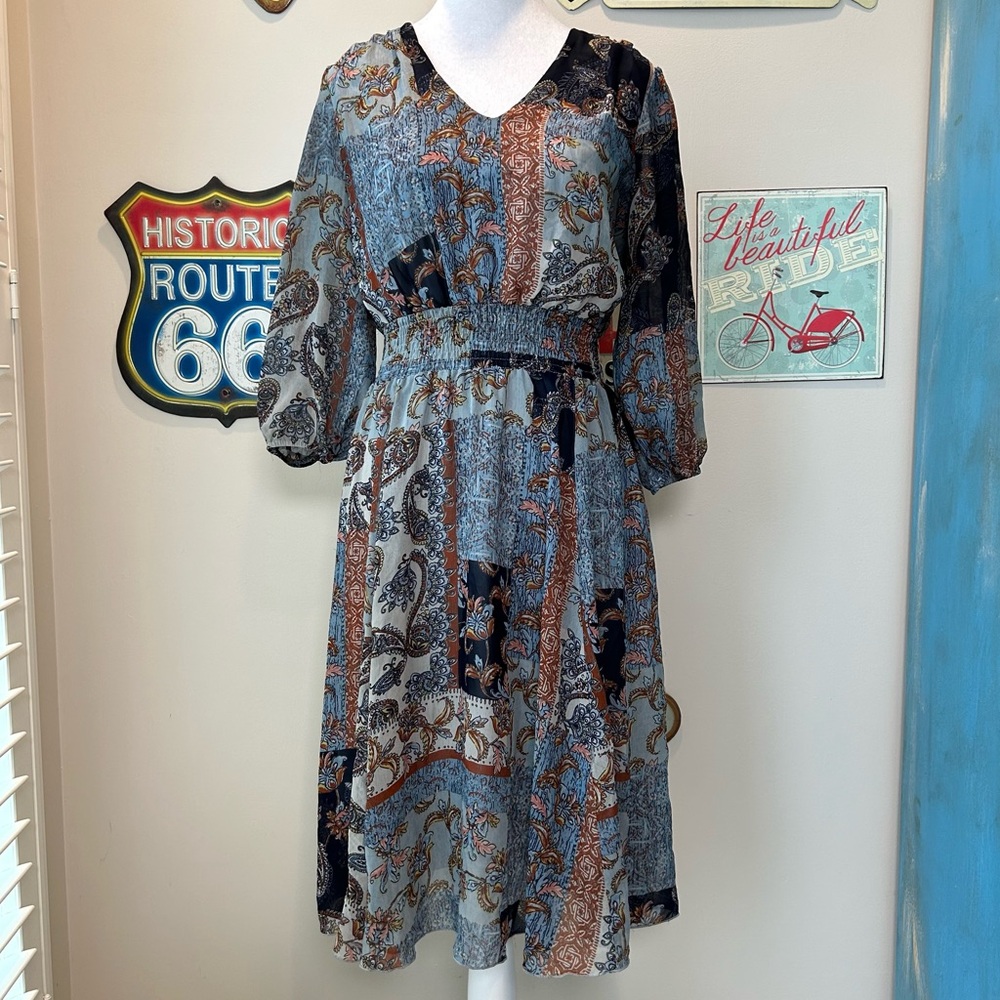 Kate and Lily Pattern Clash Mesh Overlay Dress